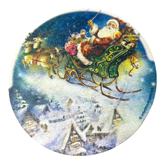 Thirsty Stone Set of 4 Natural Sandstone & Cork Santa Christmas Coasters - Picture 11 of 13